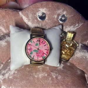 Floral Gold Pink Watch Y2K